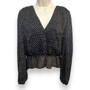 Re:named Women’s Star-Print Blouson Blouse Black Size Large